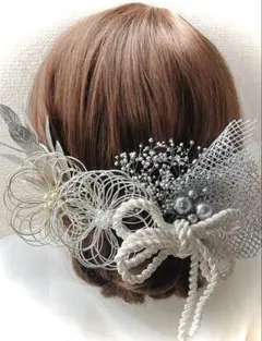 成人式　結婚式　前撮り　袴　髪飾り　水引　金箔　ゴールド　シルバー　カチモリ