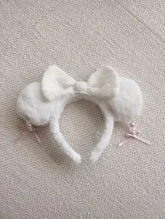 ディズニー ホワイトリボン付き耳カチューシャ