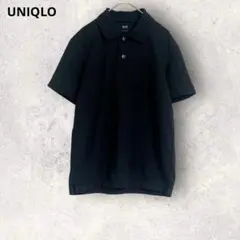 UNIQLO ユニクロ　ブラック　半袖ポロシャツ　S コットン混　シンプル　無地