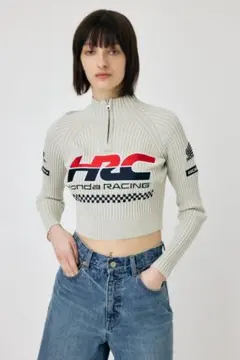 【限定】moussy✖️HONDA CROPPED KNIT TOP オフホワイト