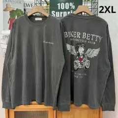 公式 ベティ ブープ Tシャツ ロンT 長袖 ヴィンテージ加工 刺繍 2XL