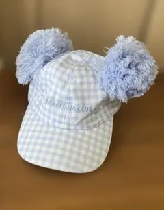 ディズニー なかよしクラブ　ミッキー・ミニー ポンポン付き帽子　ギンガムチェック