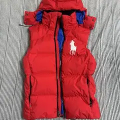 POLO RALPH LAUREN フード付きダウンベスト XS レッド