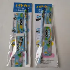 〈未開封〉パトカー文具3点セット(鉛筆、定規、消しゴム)　2組