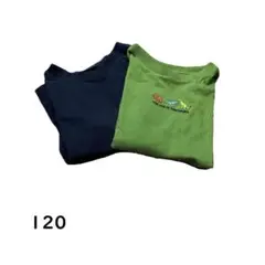 キッズ　黒と緑のTシャツ　２枚セット　１２０