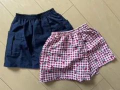 リセマイン ショートパンツ 120cm ネイビー ギンガムチェック さくらんぼ