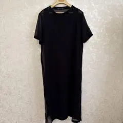 ZARA黒透け感シアーロングワンピースL スリップ付きのサムネイル