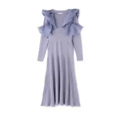 NATURAL BEAUTY BASICラッフルフリルドッキングニットワンピース