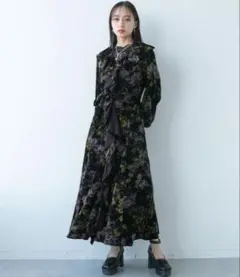 新品 HARE ハレ リフレクションフラワーキャミワンピース グレー F