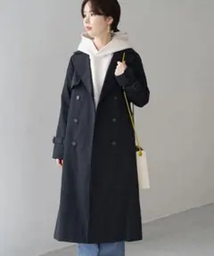コットンライクロングトレンチコート ネイビー 濃紺 ロペピクニック 新品タグ付き