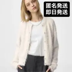 GU シャイニークルーネックカーディガンZ ホワイト　Lサイズ