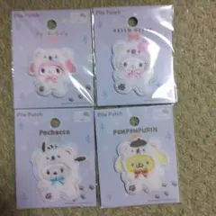 サンリオ パイルワッペン 4種 マイメロ キティ ポチャッコ ポムポムプリン