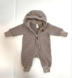 H&M くま耳　フリースロンパース ベージュ 3M