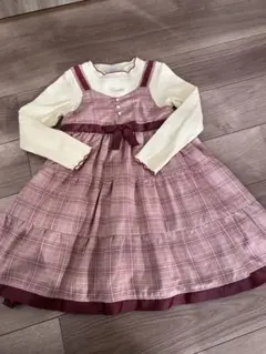 axes femme 重ね着風チェック柄ワンピース 130cm