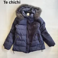 【テチチ】ダウンジャケット　フードファー　ネイビー　アウター　防寒　オシャレ/F