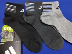 ふ 24-26）3P 福助アディダス★靴下ショートソックス06E91W色2 消臭