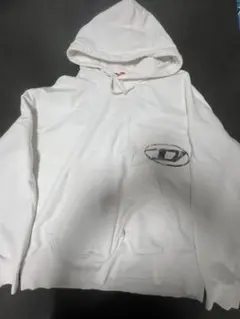 DIESEL パーカー ホワイト レッド ロゴプリント | Mercari