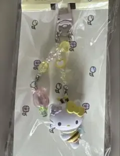 【匿名配送料込】ハローキティ キーホルダー（お花大好きハチさん） キーリング