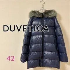 美品⭐︎DUVETICA ダウンコート　FOXファー　Ｌネイビー　ダウン90%