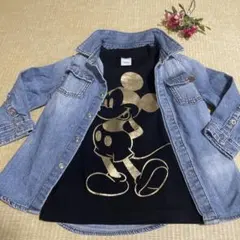 KIDS西松屋ミッキー長袖シャツとH&M&DENIM デニム長袖シャツ2セットで