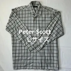 Peter Scott グリーンチェック 長袖シャツ L