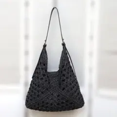 ❤新品・未使用❤【COOCO】ラメフィルム編込透かし柄ショルダーカゴバッグ
