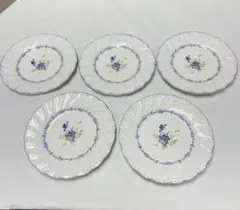 ケーキ皿5枚セット　NIKKO ブルー系/花/レトロ　K26542のサムネイル