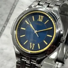美品　稼働品　SEIKO ソーラー　メンズ　腕時計　青文字盤　レディース