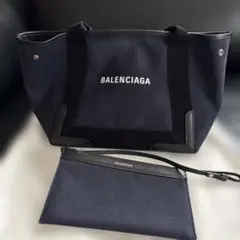 BALENCIAGA バレンシアガ　ネイビーカバス トートバッグ ポーチ付きのサムネイル