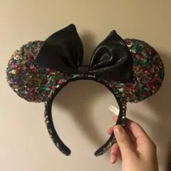 ミッキー耳カチューシャ カラフルスパンコール