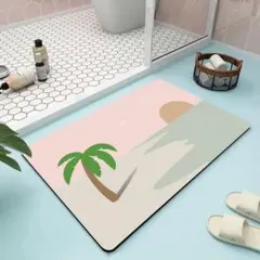 珪藻土バスマット　柔らかい　瞬間吸水　抗菌防臭　洗濯機対応　滑り止め付　ヤシ