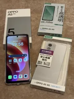 OPPO A5 5G ホワイト ケース2種+強化ガラス保護フィルムセット - メルカリ