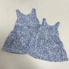 ベビーギャップ　 花柄ワンピース　ノースリーブ　ブルー　80cm 95cm 2点のサムネイル