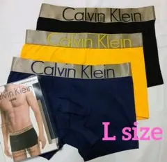 Calvin Klein ボクサーパンツ Lサイズ 3枚セット 黒黄紺ゴールド