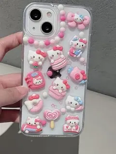 iPhone14/15ケース　スマホケース　ハローキティアイホン立体感　ピンク