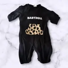 BABYDOLL 黒いロンパース ヒョウ柄ポケット