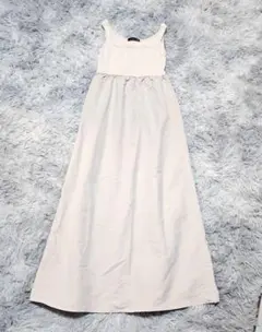 ヘザー　ロングフレアワンピース　切り替え　ノースリーブ　フリー　ハイウエスト