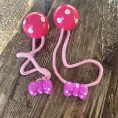 水玉模様 ミニーちゃんリボン付き ヘアゴム