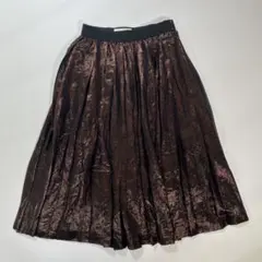 MUVEIL ミュベール　ロング　スカート　プリーツ　ラメ　ブラウン　ブロンズのサムネイル