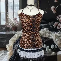 y2k 平成ギャル グランジ ヒョウ柄 NANA ダークコア キャミソール