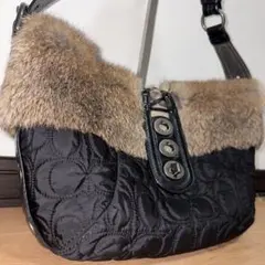 美品　COACH　コーチ　9443　 シグネチャー　キルティング ブラック