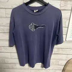 ヴィンテージSTUSSY 白タグ　キーロゴ プリント Tシャツ ネイビー Mのサムネイル