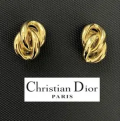 Christian Dior ゴールドトーンスワールノットデザインイヤリング刻印のサムネイル