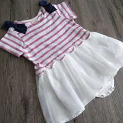 【美品】プティマイン ベビーロンパース ワンピース 80cm