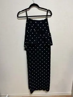 ブラック・ホワイトドット キャミワンピース M