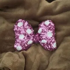ミニーちゃん リボン ヘアゴム ピンク スパンコール