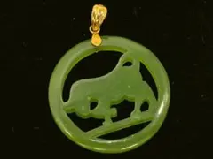 11-11-6 ネフライト パワーストーン ペンダントトップ K18 18金