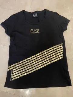EA7 半袖Tシャツ 黒 ゴールドストライプ
