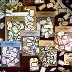 270枚♡紙モノ　英字　ステッカー　コラージュ　素材　复古时光系列シリーズ6種