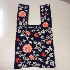 【新品未使用】花柄ニットハンドバック　ネイビー 手提げ レッド ホワイト
